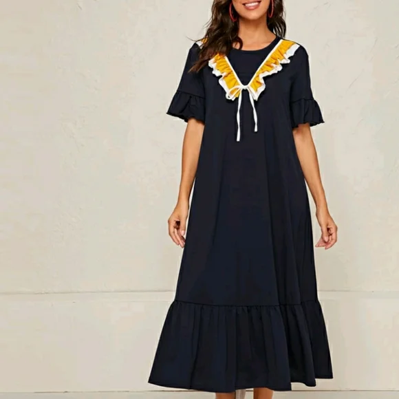 NEW Ruffle Trim Smock Dress - Picture 1 of 6